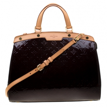 Pre Owned Louis Vuitton Amarante Monogram Vernis Brea GM Bag