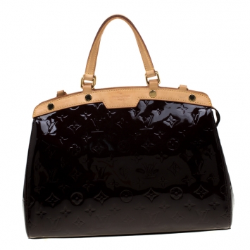 Pre Owned Louis Vuitton Amarante Monogram Vernis Brea MM Bag