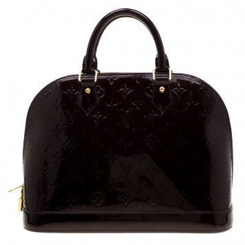 Pre Owned Louis Vuitton Amarante Monogram Vernis Alma PM Bag