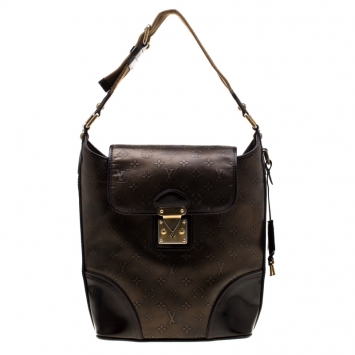 Pre Owned Louis Vuitton Bronze/Dark Brown Monogram Embossed Leather Limited Edition Sergent GM Bag