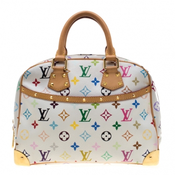 Pre Owned Louis Vuitton White Monogram Multicolore Trouville Bag