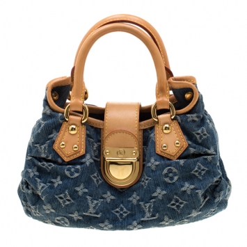 Pre Owned Louis Vuitton Blue Monogram Denim Pleaty Bag