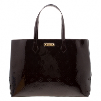 Pre Owned Louis Vuitton Amarante Monogram Vernis Wilshire MM Bag