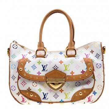 Pre Owned Louis Vuitton White Multicolor Monogram Canvas Rita Bag