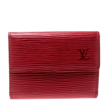 Pre Owned Louis Vuitton Red Epi Leather Ludlow Wallet