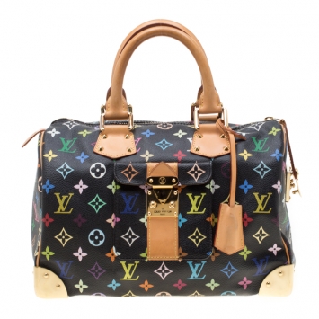 Pre Owned Louis Vuitton Black Multicolor Monogram Canvas Speedy 30