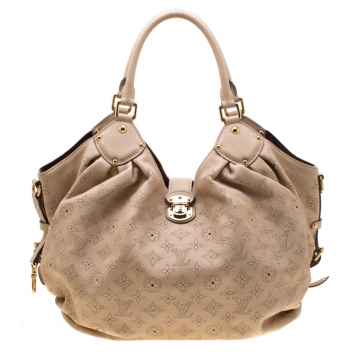 Pre Owned Louis Vuitton Biscuit Monogram Mahina Leather L Bag