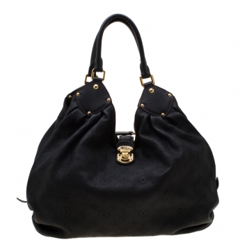Pre Owned Louis Vuitton Black Monogram Mahina Leather XL Bag