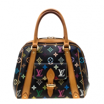 Pre Owned Louis Vuitton Black Multicolore Monogram Canvas Priscilla Bag