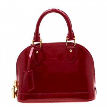 Pre Owned Louis Vuitton Pomme D’amour Monogram Vernis Alma BB Bag