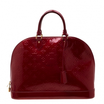 Pre Owned Louis Vuitton Pomme D’amour Monogram Vernis Alma GM Bag