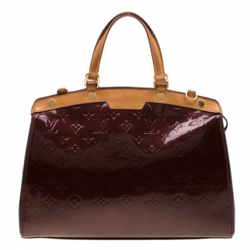 Pre Owned Louis Vuitton Dark Brown Monogram Vernis Brea MM Bag