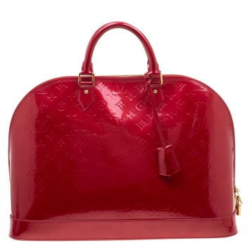 Pre Owned Louis Vuitton Pomme D’amour Monogram Vernis Alma Voyager Bag