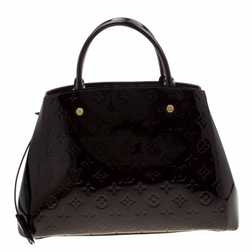 Pre Owned Louis Vuitton Amarante Monogram Vernis Montaigne MM Bag