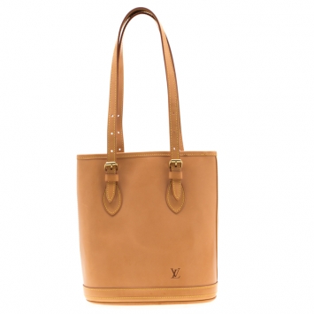 Pre Owned Louis Vuitton Natural Vachetta Leather Limited Edition Petit Bucket Bag