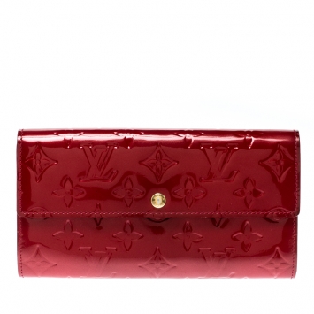 Pre Owned Louis Vuitton Pomme D’amour Monogram Vernis Sarah Continental Wallet