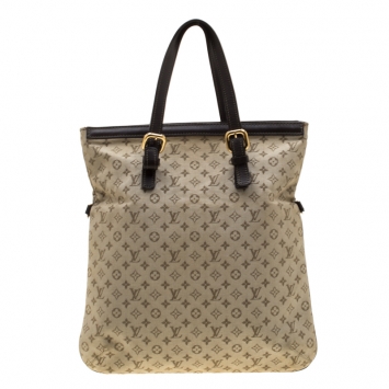 Pre Owned Louis Vuitton Khaki Monogram Mini Lin Francoise Tote