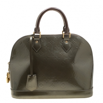 Pre Owned Louis Vuitton Vert Bronze Monogram Vernis Alma PM Bag