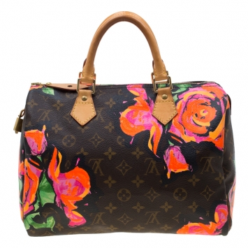 Pre Owned Louis Vuitton Multicolor Monogram Canvas Limited Edition Stephen Sprouse Roses Speedy 30 Bag