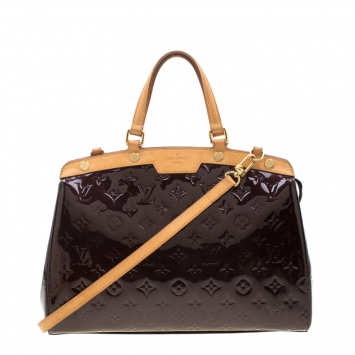 Pre Owned Louis Vuitton Amarante Monogram Vernis Brea MM Bag