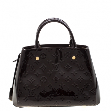 Pre Owned Louis Vuitton Amarante Monogram Vernis Montaigne BB Bag