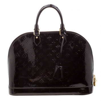 Pre Owned Louis Vuitton Amarante Monogram Vernis Alma GM Bag