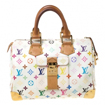 Pre Owned Louis Vuitton White Monogram Multicolore Canvas Speedy 30 Bag