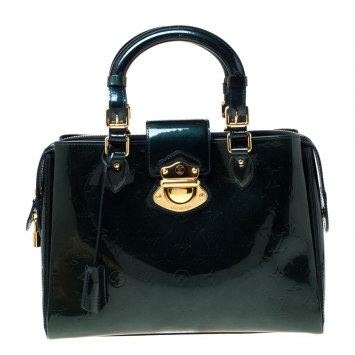 Pre Owned Louis Vuitton Dark Green Monogram Vernis Melrose Avenue Bag