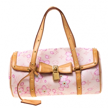 Pre Owned Louis Vuitton Monogram Cherry Blossom Canvas and Leather Papillon Bowler Bag
