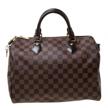 Pre Owned Louis Vuitton Damier Ebene Canvas Speedy Bandouliere 30 Bag