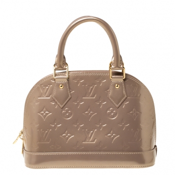 Pre Owned Louis Vuitton Beige Poudre Monogram Vernis Alma BB Bag