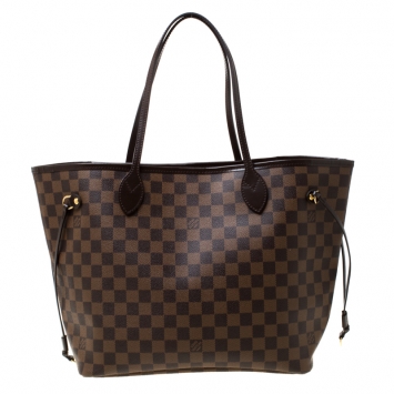 Pre Owned Louis Vuitton Rose Ballerine Damier Ebene Canvas Neverfull MM Bag