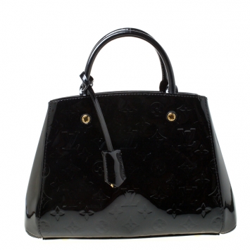 Pre Owned Louis Vuitton Black Magnetique Monogram Vernis Montaigne BB Bag