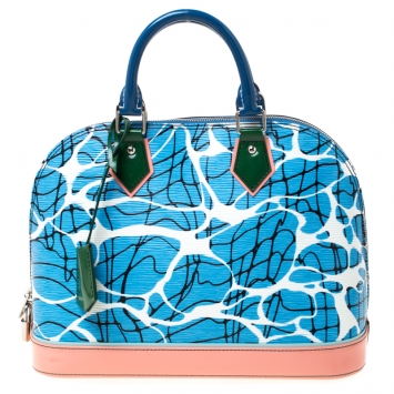 Pre Owned Louis Vuitton Blue Epi Leather Limited Edition Alma PM Bag     