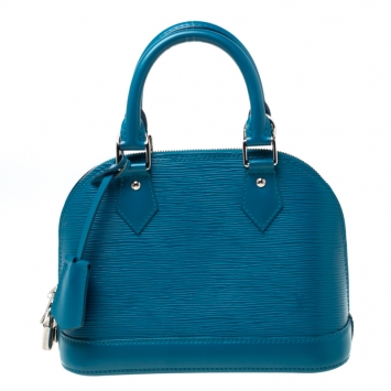 Pre Owned Louis Vuitton Cyan Epi Leather Alma BB Bag