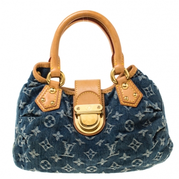 Pre Owned Louis Vuitton Blue Monogram Denim Pleaty Bag