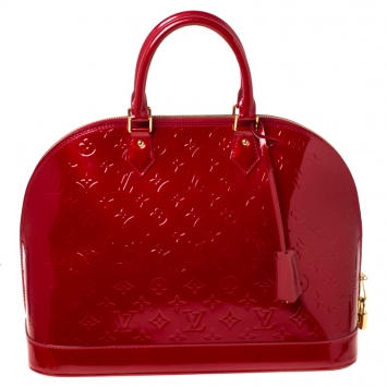 Pre Owned Louis Vuitton Pomme D’amour Monogram Vernis Alma GM Bag