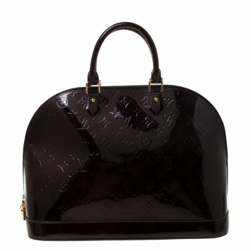 Pre Owned Louis Vuitton Amarante Monogram Vernis Alma GM Bag