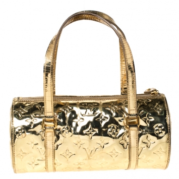 Pre Owned Louis Vuitton Gold Monogram Vinyl Limited Edition Miroir Papillon Bag