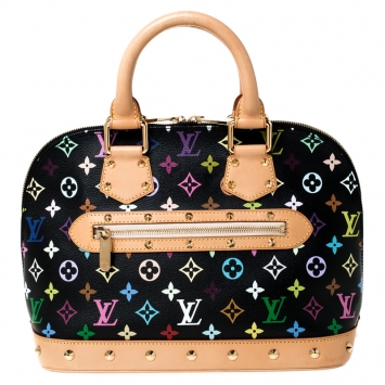 Pre Owned Louis Vuitton Black Monogram Multicolore Alma PM Bag
