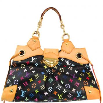 Pre Owned Louis Vuitton Black Multicolor Monogram Canvas Ursula Bag