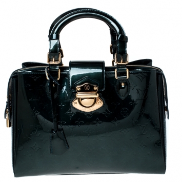 Pre Owned Louis Vuitton Blue Nuit Monogram Vernis Melrose Avenue Bag