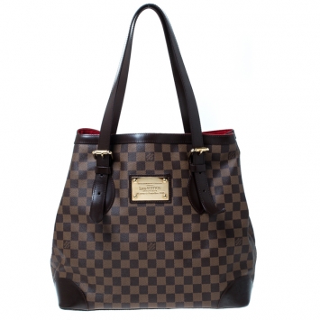 Pre Owned Louis Vuitton Damier Ebene Canvas and Leather Hampstead GM Bag