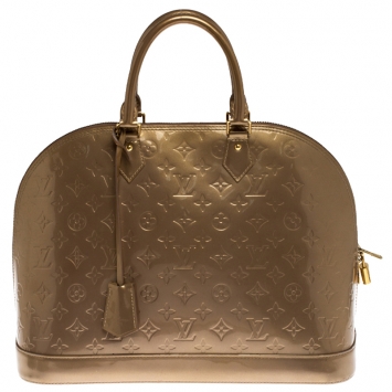 Pre Owned Louis Vuitton Noisette Monogram Vernis Alma GM Bag