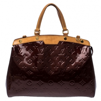 Pre Owned Louis Vuitton Amarante Monogram Vernis Brea MM Bag