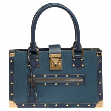 Pre Owned Louis Vuitton Light Blue Suhali Leather Le Fabuleux Bag