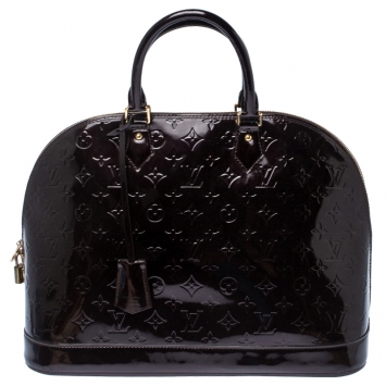 Pre Owned Louis Vuitton Amarante Monogram Vernis Alma GM Bag