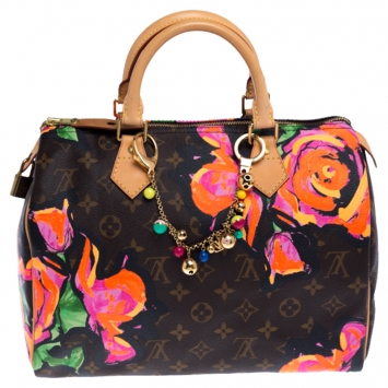 Pre Owned Louis Vuitton Multicolor Monogram Canvas Limited Edition Stephen Sprouse Roses Speedy 30 Bag