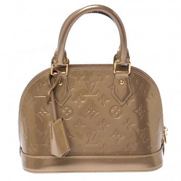 Pre Owned Louis Vuitton Beige Poudre Monogram Vernis Alma BB Bag