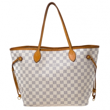 Pre Owned Louis Vuitton Damier Azur Canvas Neverfull MM Bag